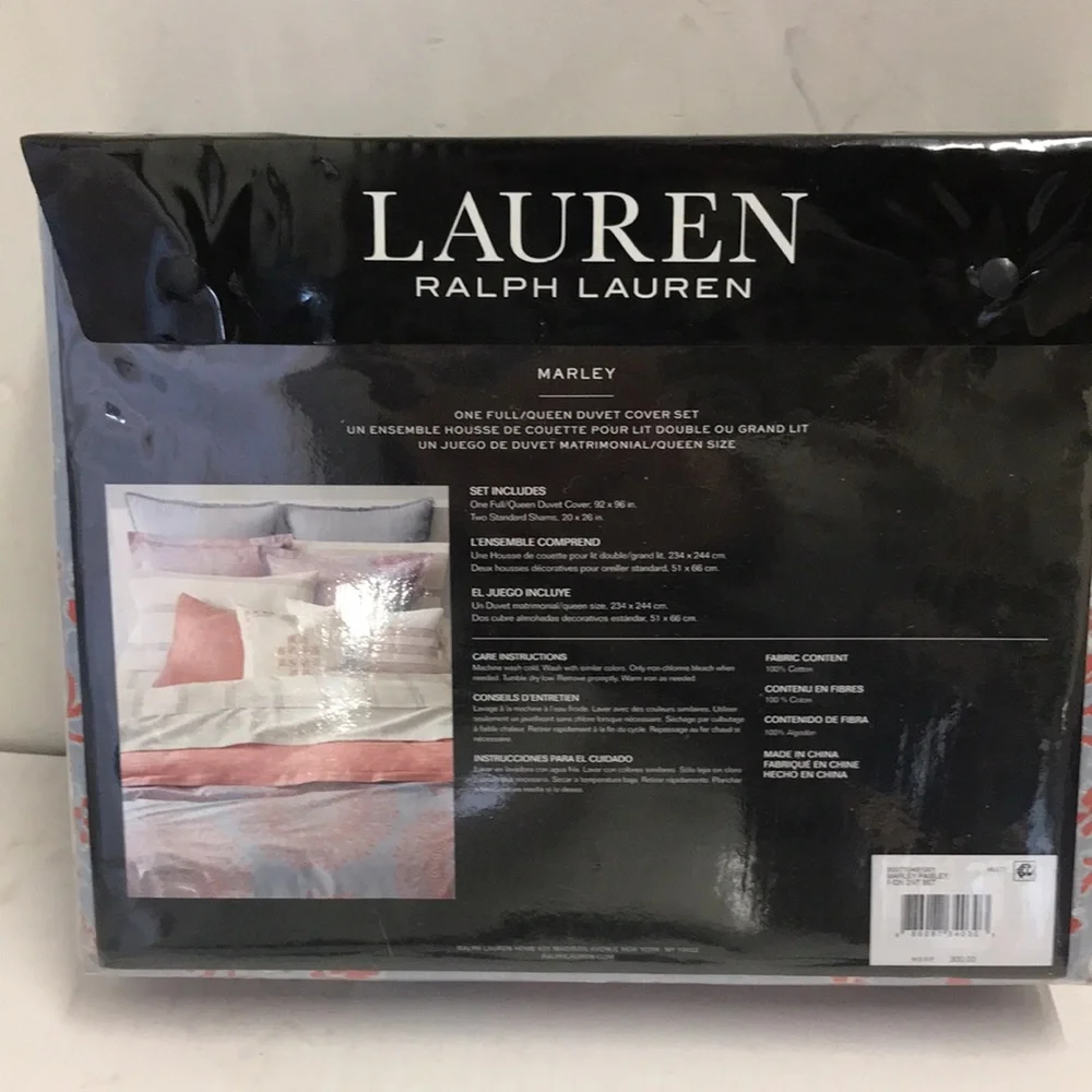 3 Pc Set Lauren Ralph Lauren Marley Paisley Reversible Duvet Cover